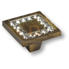 0771-013-2 Ручка кнопка, латунь с кристаллами Swarovski, старая бронза