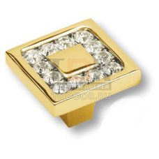 0771-030-2 Ручка кнопка, латунь с кристаллами Swarovski, глянцевое золото 24K