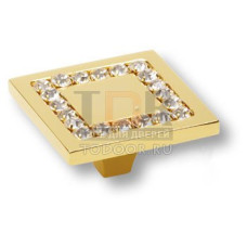 0771-030-3 Ручка кнопка, латунь с кристаллами Swarovski, глянцевое золото 24K