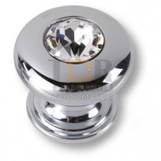 0775-005-2 Ручка кнопка, латунь с кристаллом Swarovski, глянцевый хром
