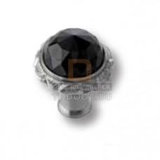 0Z5743.BN0.62 Ручка кнопка с черным кристаллом Swarovski эксклюзивная коллекция, старое серебро