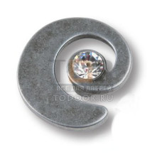 1032.0040.016 Ручка кнопка с кристаллом Swarovski эксклюзивная коллекция, старое серебро