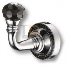 1471-005L BLACK Крючок однорожковый, латунь с чёрным кристаллом Swarovski, глянцевый хром 1471-005L BLACK Крючок однорожковый, латунь с чёрным кристаллом Swarovski, глянцевый хром