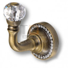 1471-013L Крючок однорожковый, латунь с кристаллом Swarovski, старая бронза 1471-013L Крючок однорожковый, латунь с кристаллом Swarovski, старая бронза