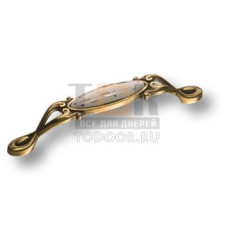 15.090.96.PO23W.12 Ручка скоба керамика с металлом, цветочный орнамент античная бронза 96 мм