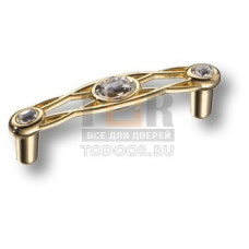 15.133.96.SWA.19 Ручка скоба с кристаллами Swarovski эксклюзивная коллекция, глянцевое золото 96