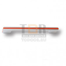 182160MP02PL09 Ручка скоба модерн, глянцевый хром с оранжевой вставкой 160 мм