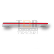 182160MP02PL17 Ручка скоба модерн, глянцевый хром с красной вставкой 160 мм