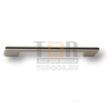 182160MP04PL15 Ручка скоба модерн, матовый никель с коричневой вставкой 160 мм