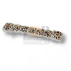 19.128.MO07 Ручка скоба с кристаллами Swarovski эксклюзивная коллекция, глянцевое серебро 128 мм