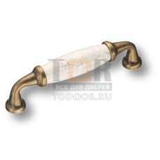 2005-40-096-08 Ручка скоба керамика с серой "паутинкой", античная бронза 96 мм
