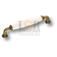 2005-40-128-08 Ручка скоба керамика с серой "паутинкой", античная бронза 128 мм