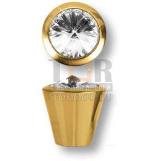 25.355.24.SWA.19 Ручка кнопка с кристаллом Swarovski эксклюзивная коллекция, глянцевое золото 24K