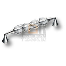 2537-005-128 Ручка скоба, латунь с кристаллами, глянцевый хром 128 мм