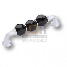 2537-005-96-BLACK Ручка скоба, латунь с чёрными кристаллами, глянцевый хром 96 мм