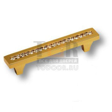 2571-003-96 Ручка скоба, латунь с кристаллами Swarovski, глянцевое золото 96 мм