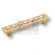 2572-003-96 Ручка скоба, латунь с кристаллами Swarovski, глянцевое золото 96 мм