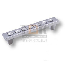 2572-005-96 Ручка скоба, латунь с кристаллами Swarovski, глянцевый хром 96 мм