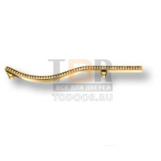 2573-003-160-LEFT Ручка скоба, латунь с кристаллами Swarovski, глянцевое золото160мм