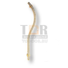 2573-030-224-RIGHT Ручка скоба, латунь с кристаллами Swarovski, глянцевое золото 24K, 224 мм