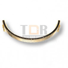 2574-003-160 BLACK Ручка скоба, латунь с чёрными кристаллами Swarovski, глянцевое золото 160мм