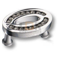 2577-005-32 Ручка кнопка, латунь с кристаллами Swarovski, глянцевый хром 32 мм