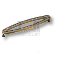 2577-013-160 Ручка скоба, латунь с кристаллами Swarovski, старая бронза 160 мм