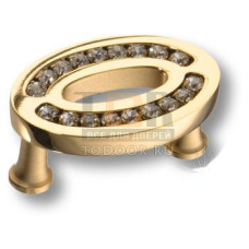 2577-030-32 Ручка кнопка, латунь с кристаллами Swarovski, глянцевое золото 24K