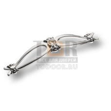 274-160-Chrome Ручка скоба с кристаллами эксклюзивная коллекция, глянцевый хром 160 мм