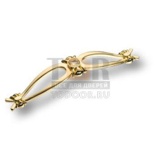 274-160-Gold Ручка скоба с кристаллами эксклюзивная коллекция, глянцевое золото 160 мм