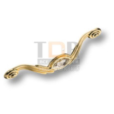 275-192-Gold Ручка скоба с кристаллами эксклюзивная коллекция, глянцевое золото 192 мм