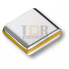 429025MP02PL08 Ручка кнопка модерн, глянцевый хром с желтой вставкой