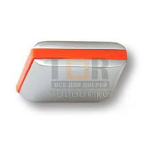 429025MP02PL09 Ручка кнопка модерн, глянцевый хром с оранжевой вставкой