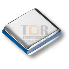 429025MP02PL12 Ручка кнопка модерн, глянцевый хром с синей вставкой