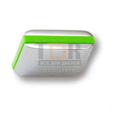 429025MP02PL13 Ручка кнопка модерн, глянцевый хром с зеленой вставкой