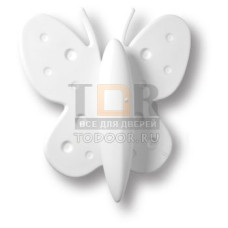 453032ST01 Ручка кнопка детская, бабочка белая 32 мм
