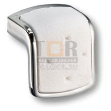 475032MP02ST01 Ручка кнопка модерн, глянцевый хром с белой вставкой