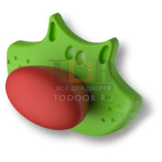 484025ST06/ST09 Ручка кнопка, зеленый медвежонок с красным носом