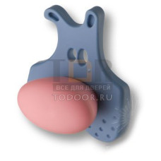 485025ST03/ST02 Ручка кнопка, синий медвежонок с розовым носом