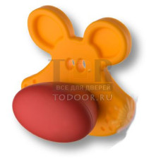 488025ST07/ST09 Ручка кнопка, оранжевый мышонок с красным носом