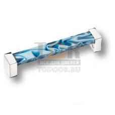 672AZX Ручка скоба, пластик голубой 128 мм