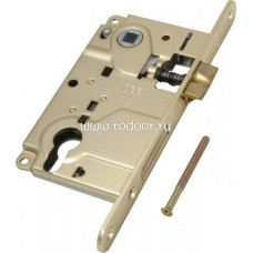B01025.50.03 Замок межкомнатный (box) под цилиндр 1ригель + защёлка AGB CENTRO (золото)