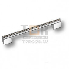 BR-201-T-160 mm Ручка скоба с кристаллами, эксклюзивная коллекция, глянцевый хром 160 мм