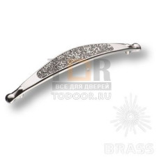 CAMILLA+SW/C+A Ручка скоба c серебряными кристаллами Swarovski, цвет покрытия- глянцевый хром 128 мм
