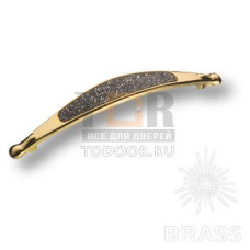 CAMILLA+SW/O+A Ручка скоба c серебряными кристаллами Swarovski, цвет покрытия- золото 128 мм