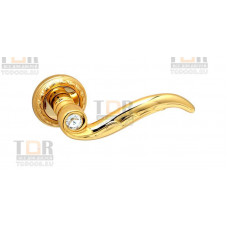 Дверная ручка FORME COMO GR510 на розетке 50 d золото 24 k + swarovski