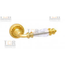 Дверная ручка FORME CRYSTAL GR500 на розетке 50 d золото 24 k + swarovski