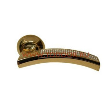 Дверная ручка на круглом основании SILLUR 132 P.GOLD/CRYSTAL золото/кристаллы