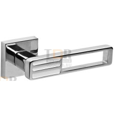 Дверная ручка на квадратной розетке FUARO QUATTRO DM CP/WH-19 хром/белый