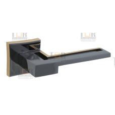 Дверная ручка на квадратном основании ORO&ORO 922-13 PA/GP антрацит - латунь блестящая